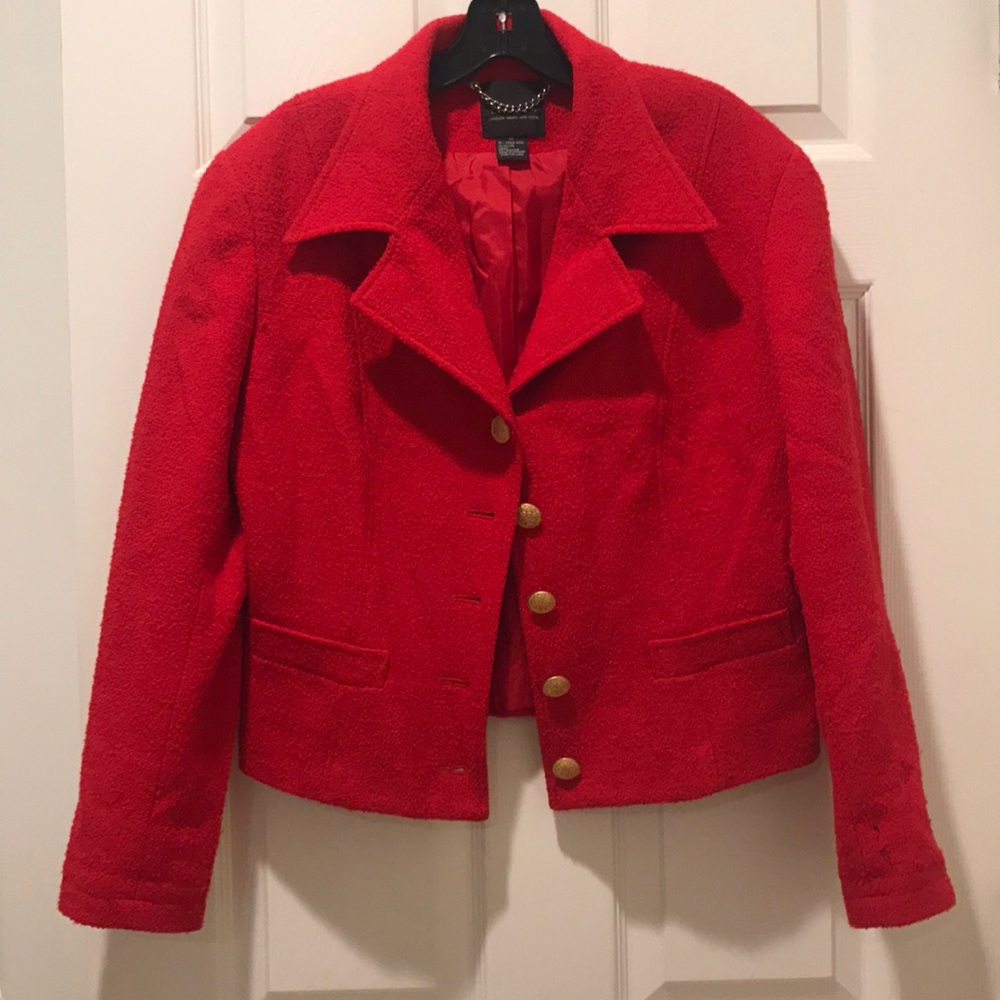 Red PeaCoat with Shoulder Pads Vintage